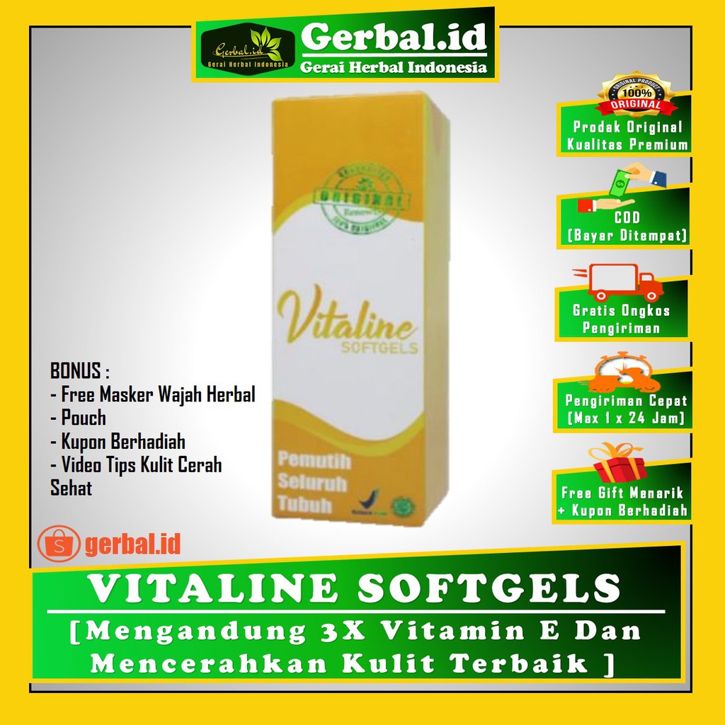 VITALINE SOFTGEL TIENS PEMUTIH TUBUH VITAGEL SOFTGELS OBAT PIL KAPSUL PEMUTIH BADAN PENCERAH BADAN P