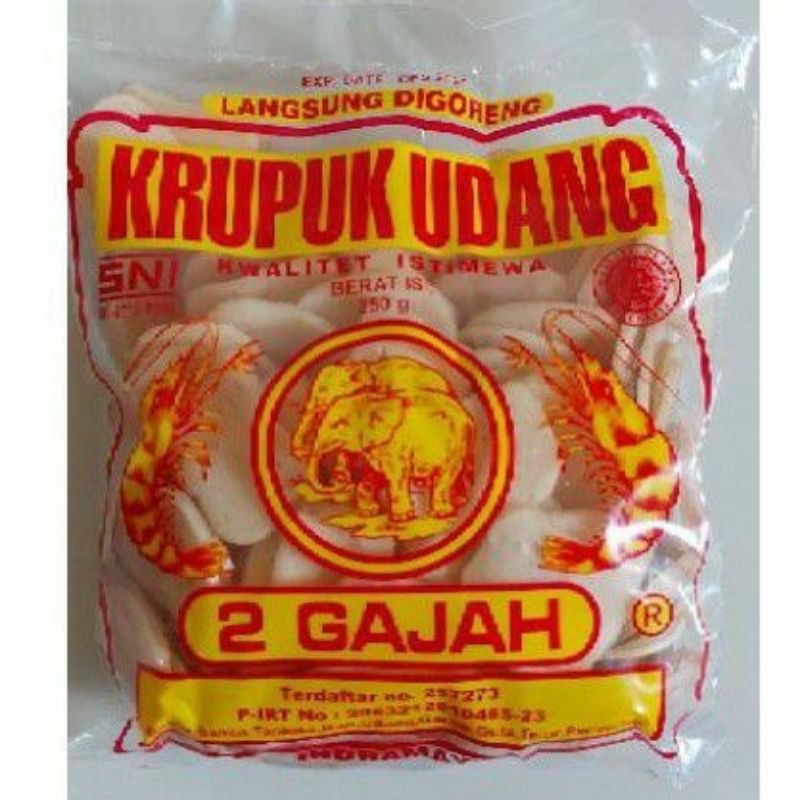 KERUPUK UDANG CAP 2 GAJAH UKURAN BESAR