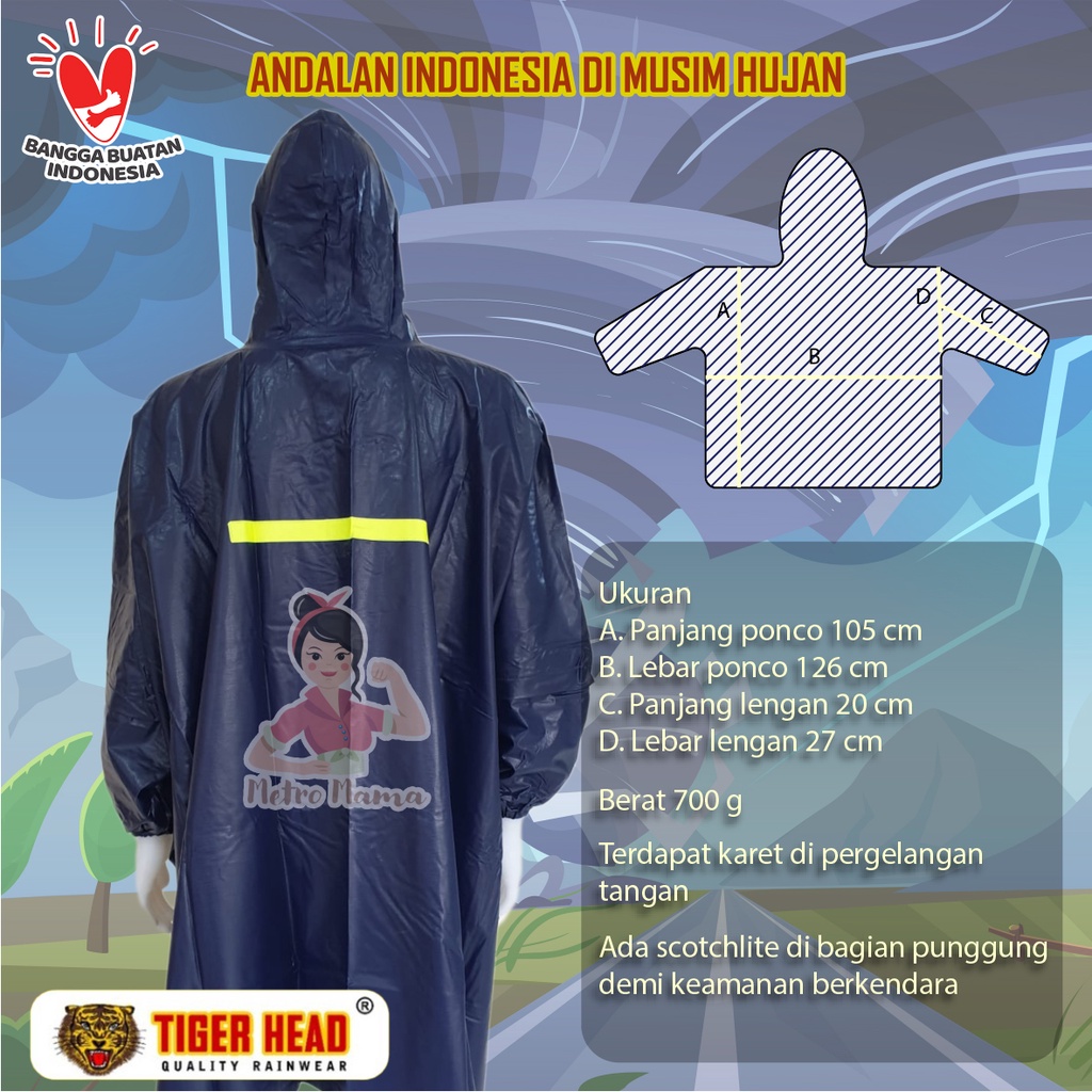 Jas Hujan Poncho BIG TOP TIGER HEAD Lengan 68224 ORIGINAL Mantel Raincoat