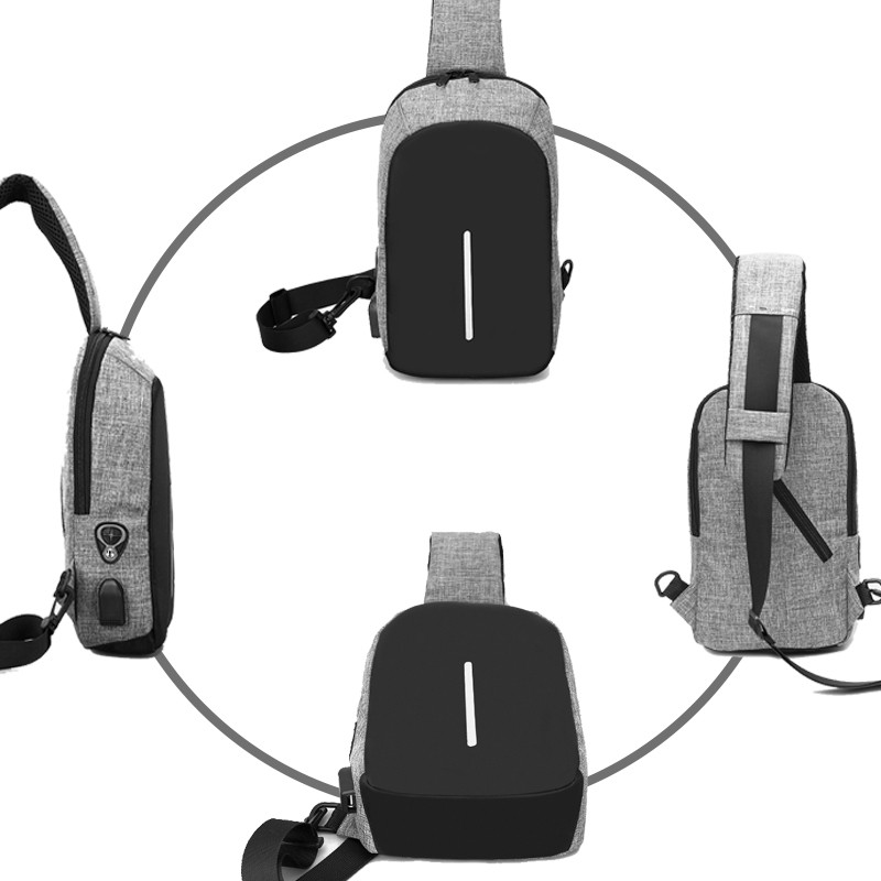 Highland Tas Selempang /Slempang Anti Maling/Anti Air Sling Bag/Tas dada + USB Charger TCS01