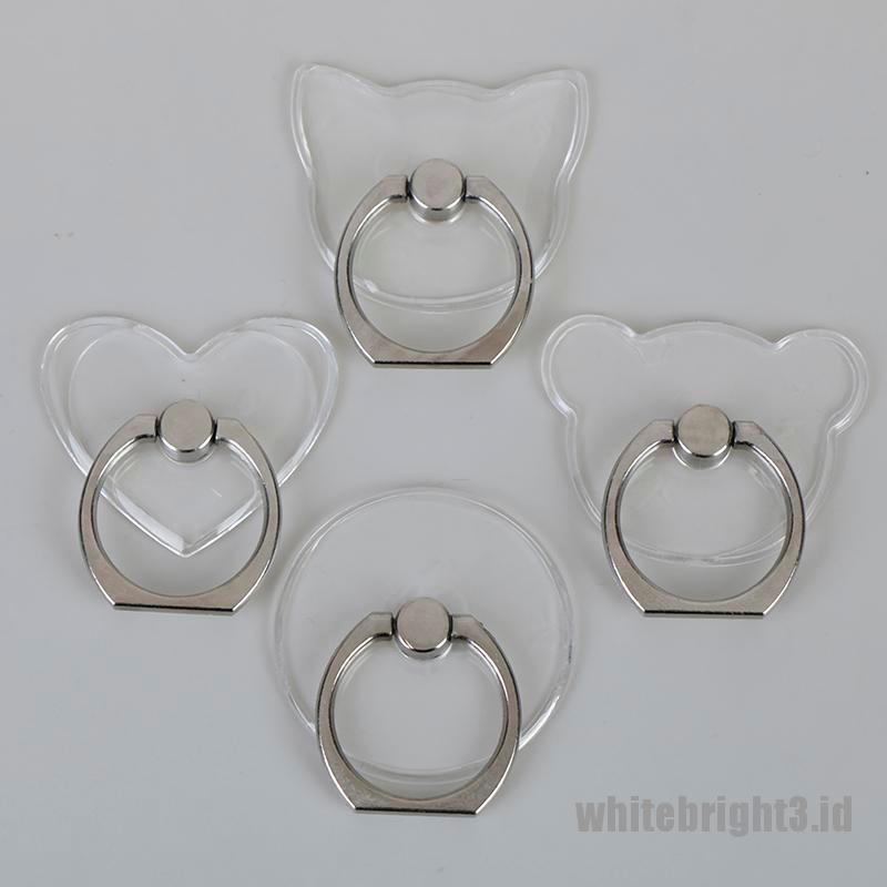 &lt;white3&gt; Clear mount holder mobile phone holder stand finger ring support desk cell phone