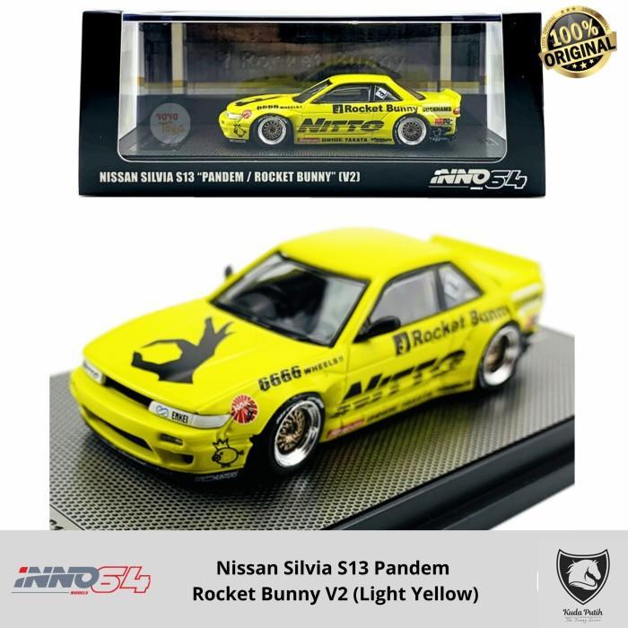 Inno 1/64 Nissan Silvia S13 Pandem Rocket Bunny V2 Yellow Inno64 By Eastern
