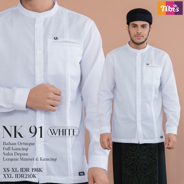 NEW! BAJU KOKO NIBRAS NK 91 BAJU KOKO PUTIH KOKO LENGAN PANJANG PUTIH