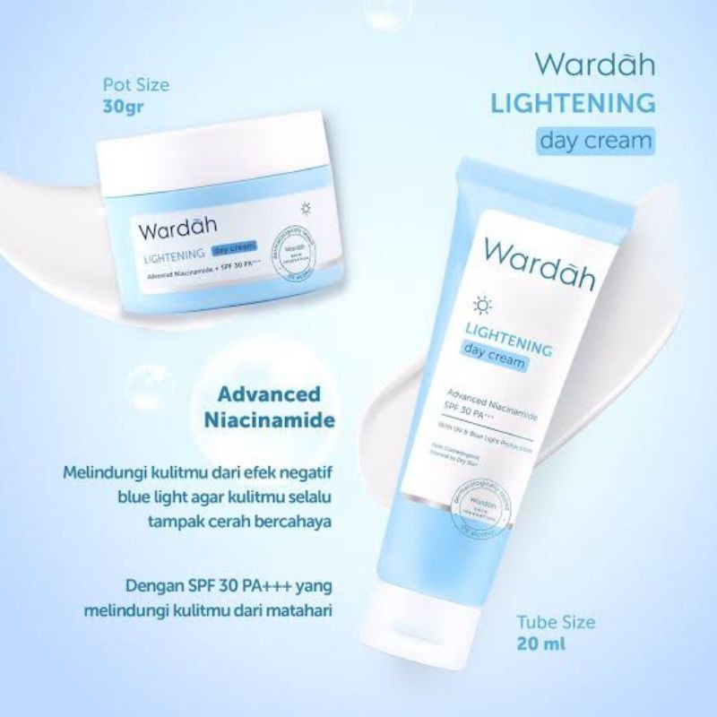 Wardah Lightening Day And Night Cream Advanced Niacinamide 30g 20ml - Pelembab dengan Advanced Niacinamide