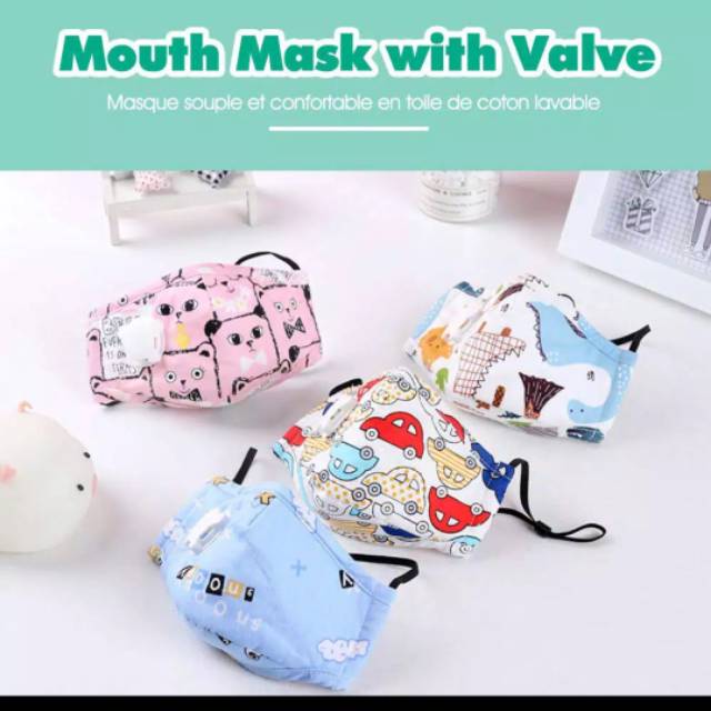 Masker Anak PM 2.5 filter dan breath valve