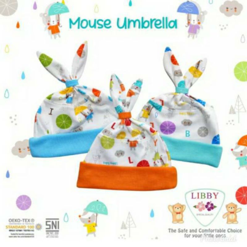 Topi Bayi Libby SNI Kucir Motif Warna Branded