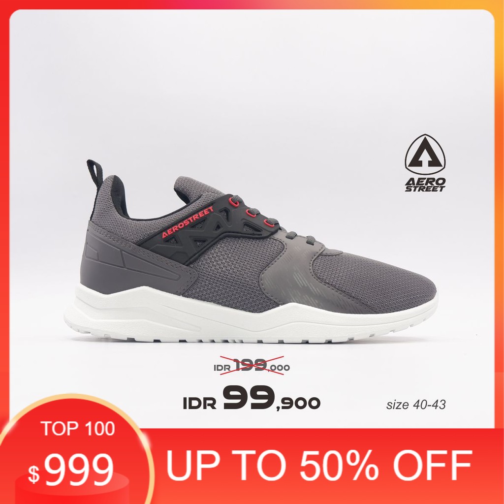 Aerostreet 40-43 Betroya Abu Tua - Sepatu Sneakers Casual Sport Sekolah Pria Wanita Aero Street