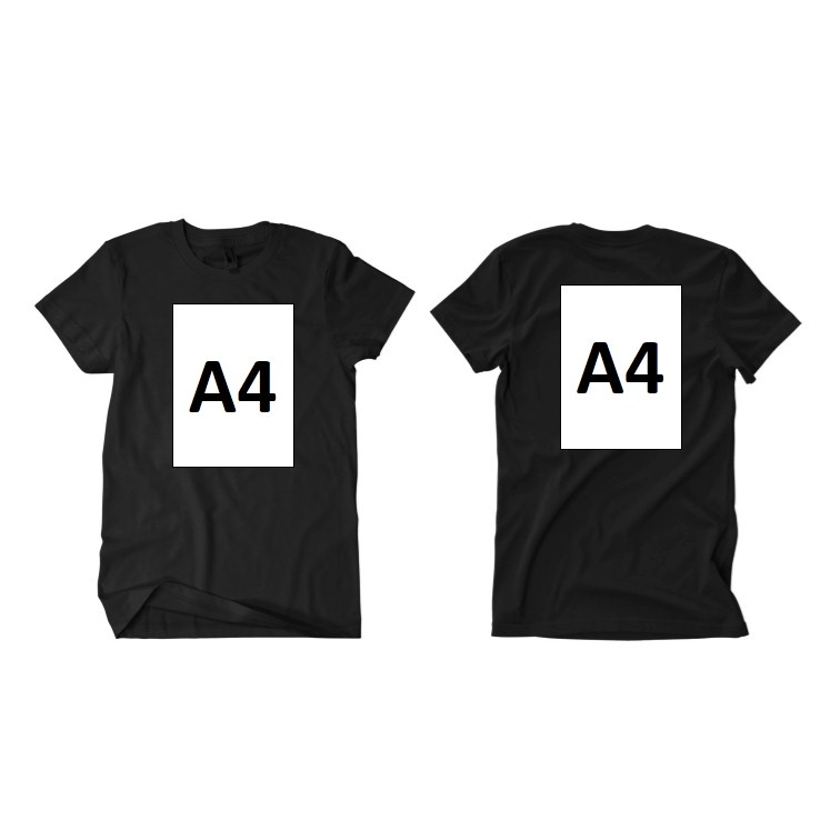 CUSTOM SABLON DTF DEPAN BELAKANG A4 COTTON COMBED 24S