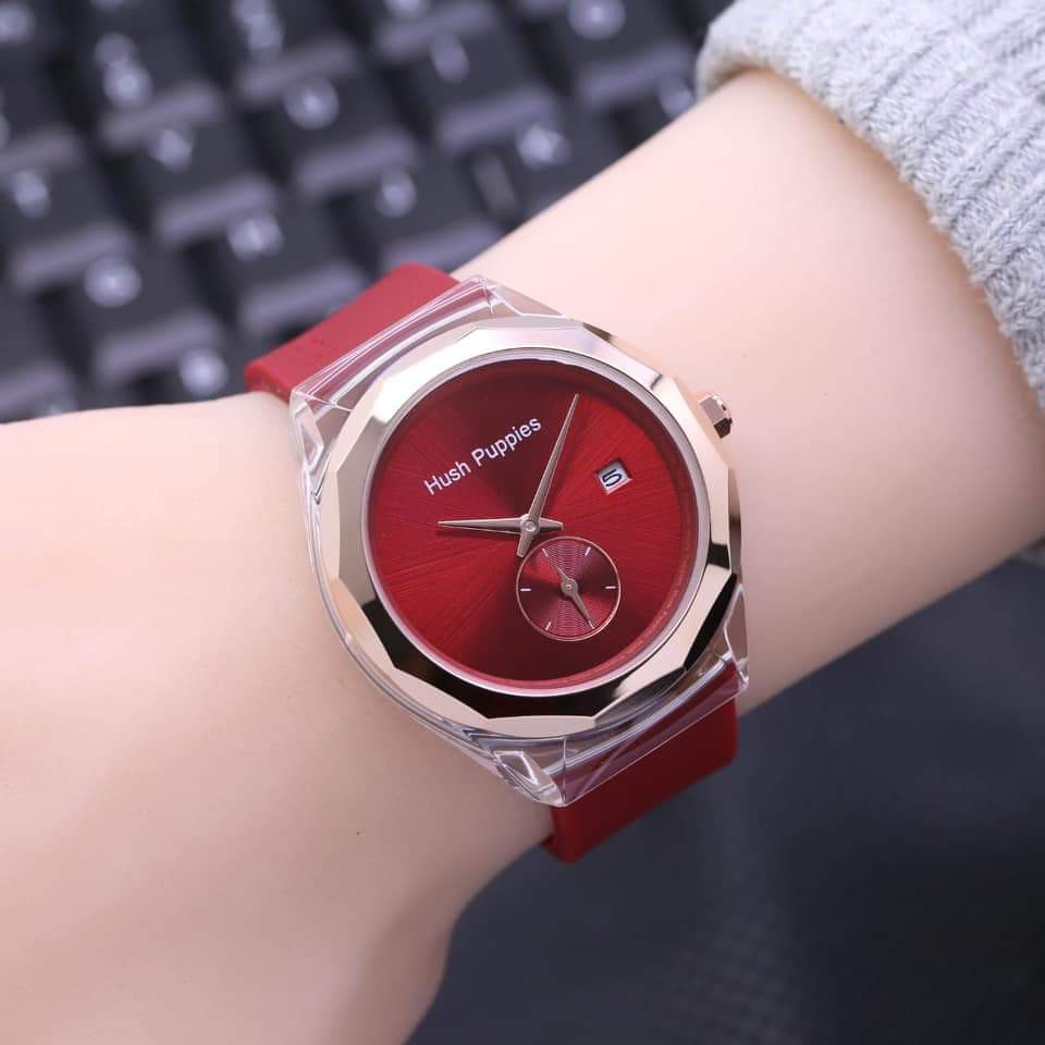 JAM TANGAN WANITA HUSH PUPPIES RUBBER TANGGAL CHRONO DETIK AKTIF DM 3,5 CM || JAM TANGAN FASHION