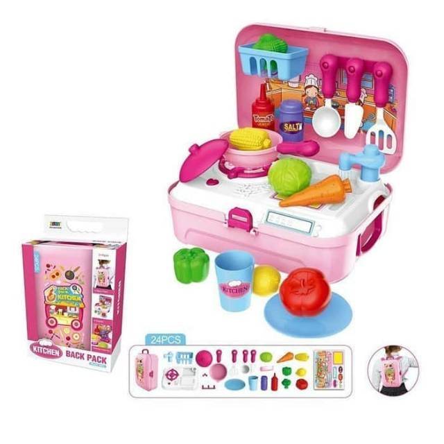 Kado Mainan Anak Perempuan Kitchen Set Backpack atau Mainan Masak Masakan