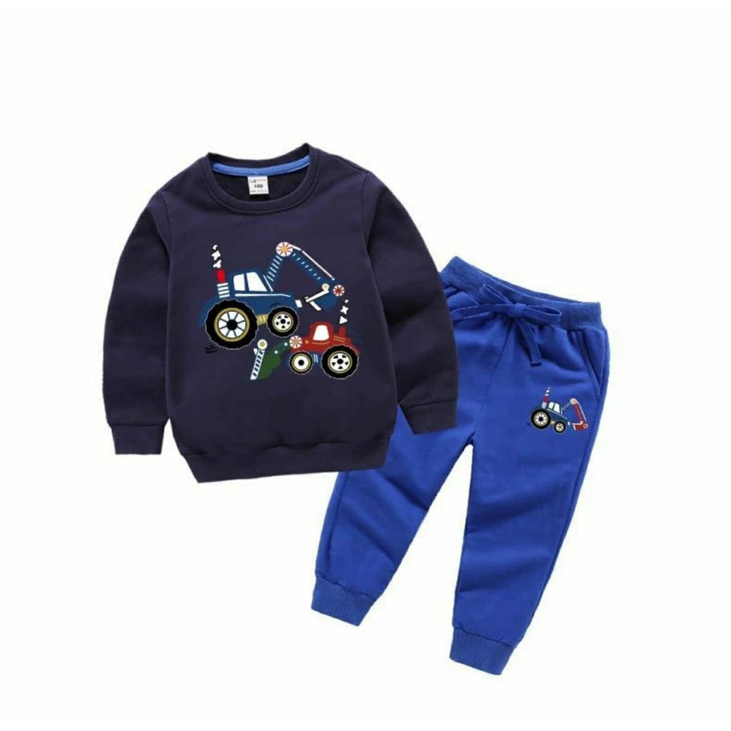 COD - ARPIOS SHOP - Stelan TRACTOR - Stelan Anak Cowo Cewe SATU SET ( Sweater + Celana )