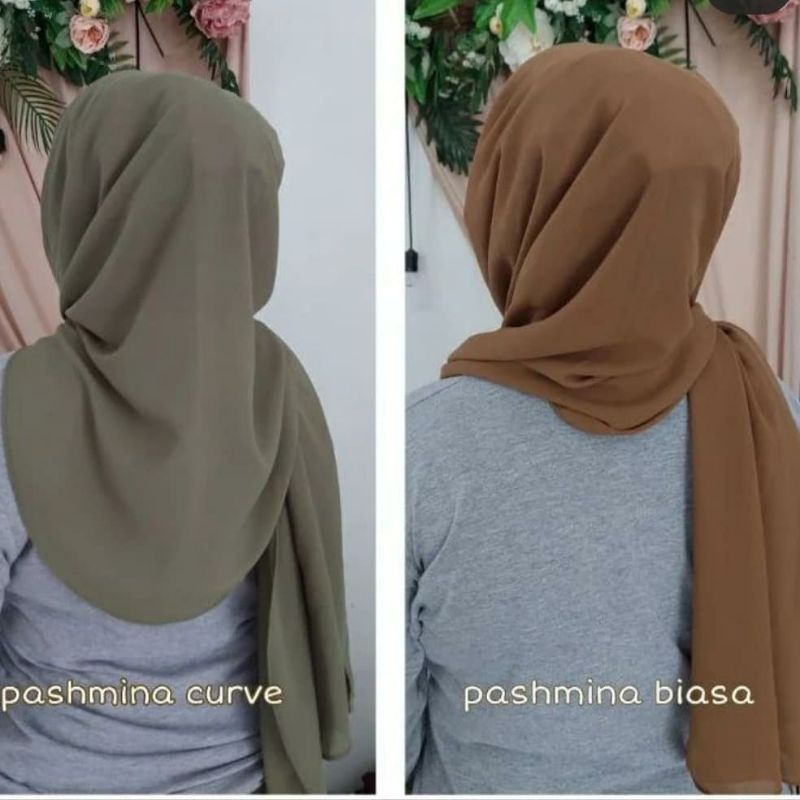 Pashmina Curve / Pashmina Oval Bahan Ceruty Babydol