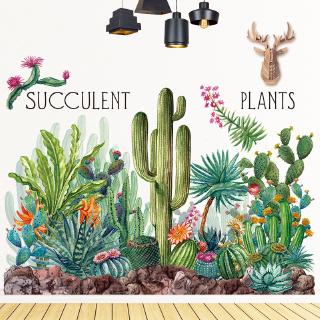  Stiker  Dinding  Desain Tanaman Kaktus Tropis Warna  Hijau  