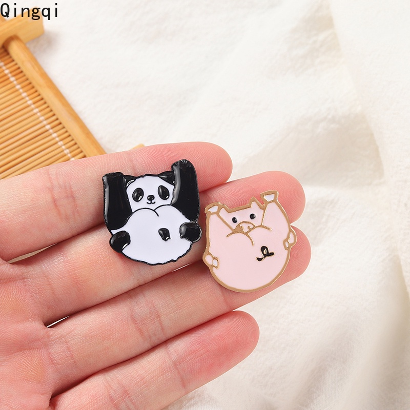 Bros Pin Enamel Desain Kartun Hewan Chibi Pig Panda Untuk Anak