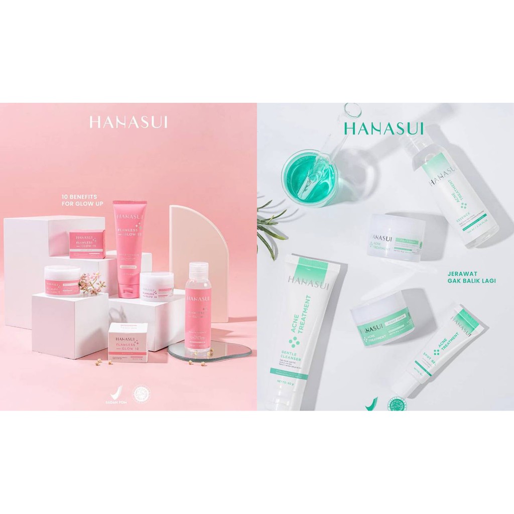 HANASUI Flawless Glow 10/Acne Treatment/ Gentle Cleanser/Power Essence/ DayCreaM/ Night/spot gel