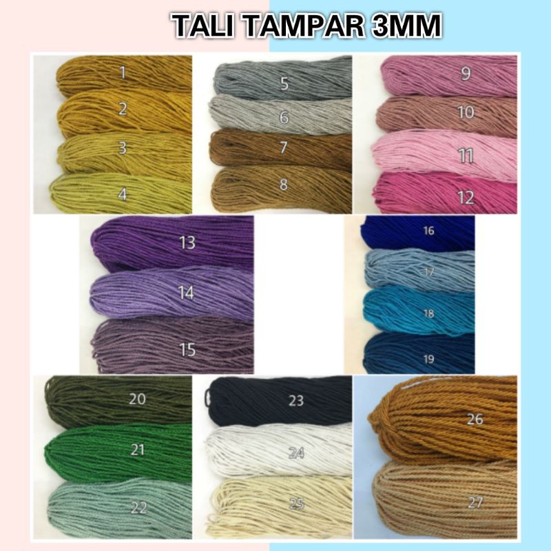 

PER 1 YARD | MINIMAL ORDER Rp. 10.000 | TALI TAMPAR/TALI KUR TAMPAR