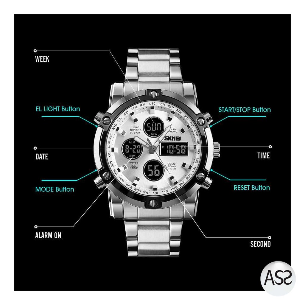ASS Shop - SKMEI Jam Tangan Kasual Digital Analog Pria - 1389