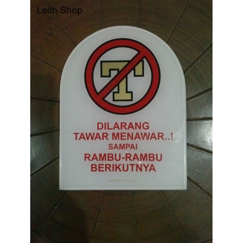 Joger Bali Sign Plate Dilarang Menawar Pajangan Asil Ori Oleh-Oleh
