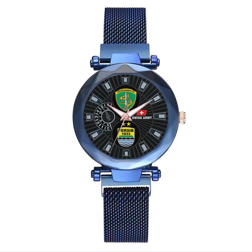 Jam Tangan Wanita Custom - PERSEBAYA-PERSIB Free Box &amp; Batre Cadangan