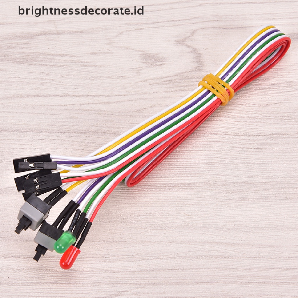 Kabel Power Motherboard Komputer Pc Atx 2 Switch On / Off / Reset Dengan Lampu Led Ukuran 68cm