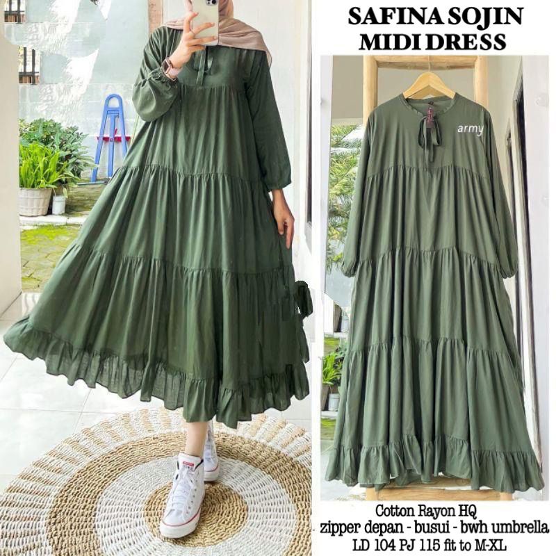 1KG MUAT 4PCS | SOJIN MIDI DRESS RAYON PREMIUM SAFINA MIDI RAYON TERBEST SELLER OOTD SELEBGRAM FASHION WANITA