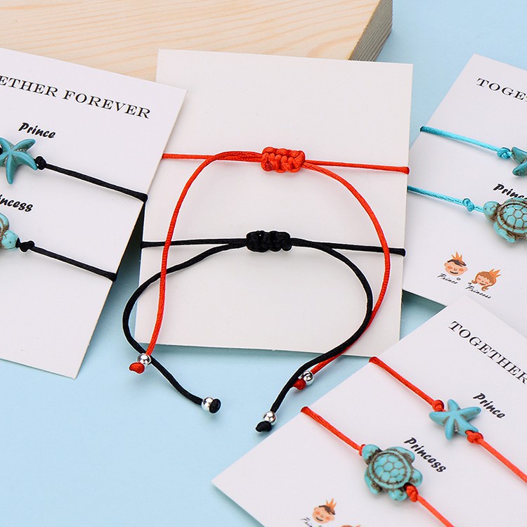 2Pcs/Set Gelang Wish Together Forever Red Thread Turtle Paired