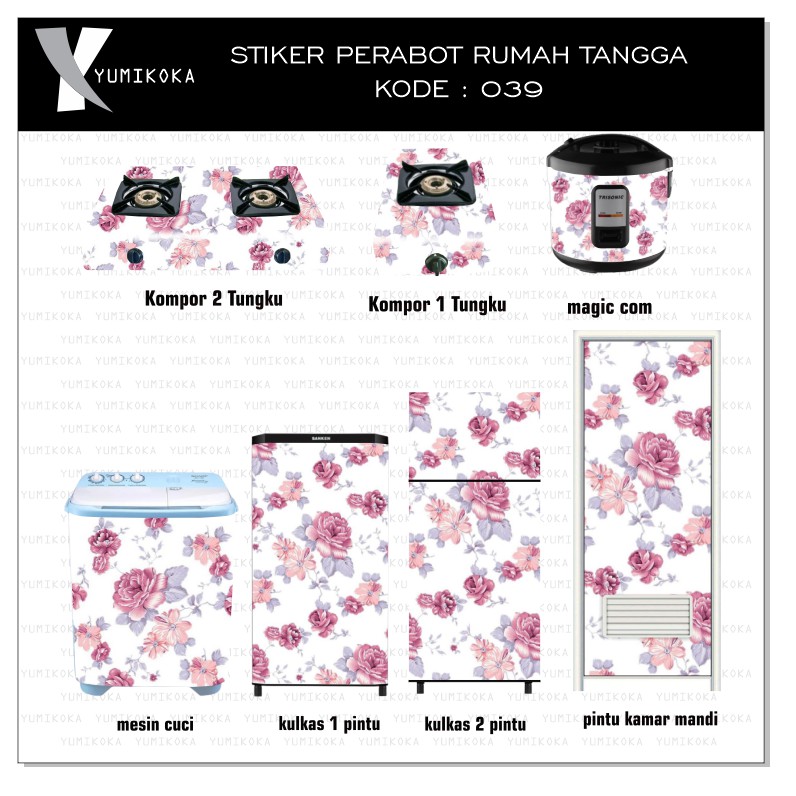 STIKER Kulkas 1 Pintu dan STICKER Kulkas 2 Pintu Motif Terbaru-MOTIF BUNGA SHABBY