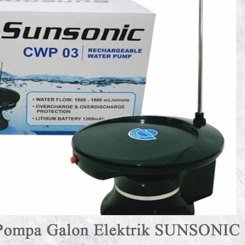 pompa galon air elektrik / water dispenser electric pump SUNSONIC CWP-3 + FREE KABEL CHARGER