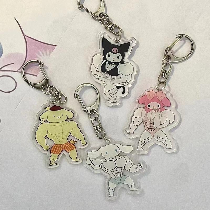 Gantungan Kunci Bentuk Kartun Macho Sanrio Otot Untuk Aksesoris Tas