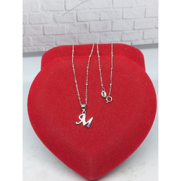 KALUNG PERAK WANITA ASLI SILVER 925 KALUNG RANTAI JEDAR + LIONTIN HURUF/ KALUNG PERAK ASLI SILVER 925 LAPIS EMAS/KALUNG FASHION WANITA TERBARU