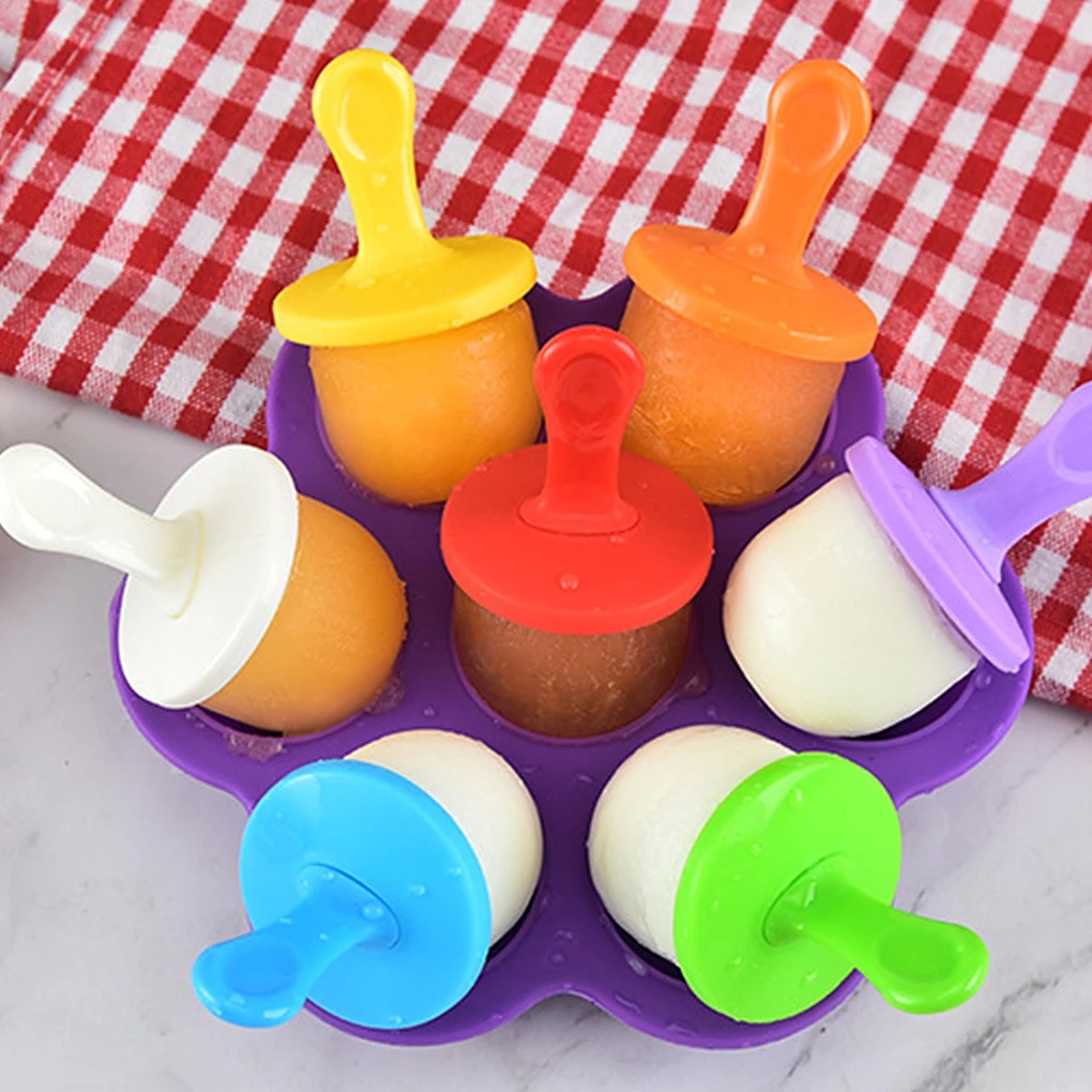 Cetakan Es Loli / Buah / Makanan Bahan Silikon Dengan 7 Lubang