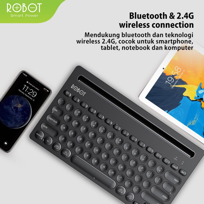 MULTI-DEVICE BLUETOOTH WIRELESS KEYBOARD ROBOT - KB10 - 100% ORI