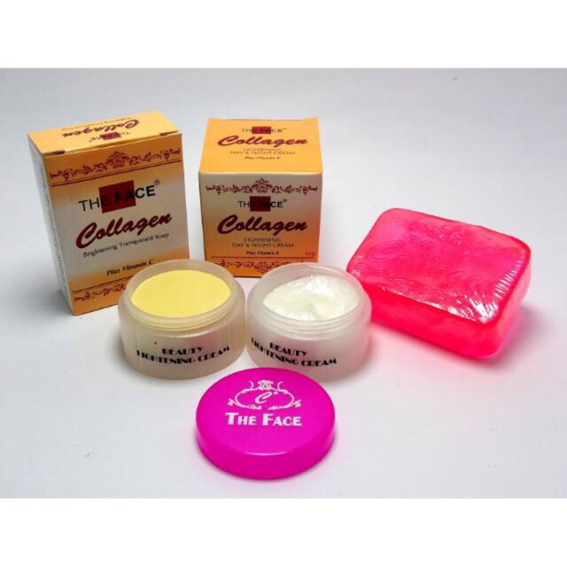 ✿ELYSABETHME✿ The face collagen (paket sabun day cream night cream) skincare set pemutih wajah