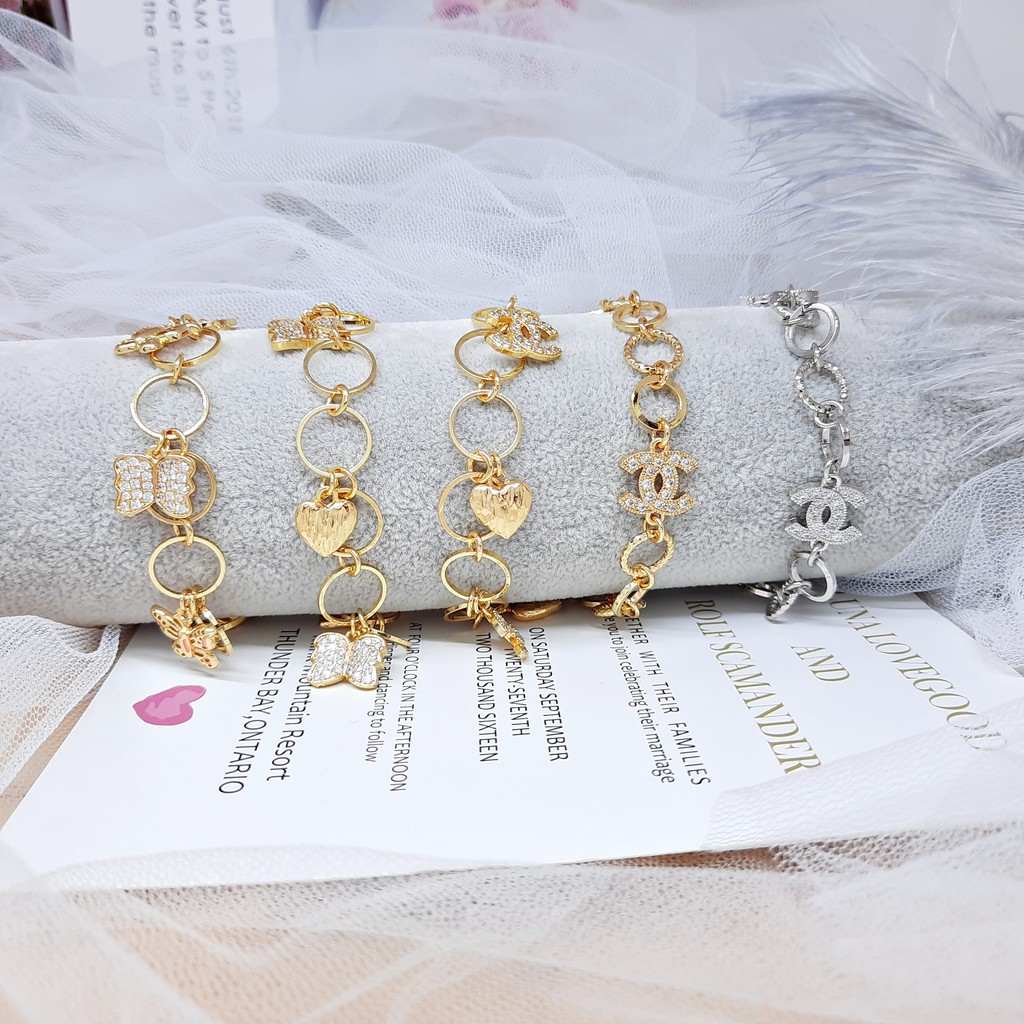 Gelang Xuping Rantai Charm Kupu-Kupu Mata Lapis Emas - BB221