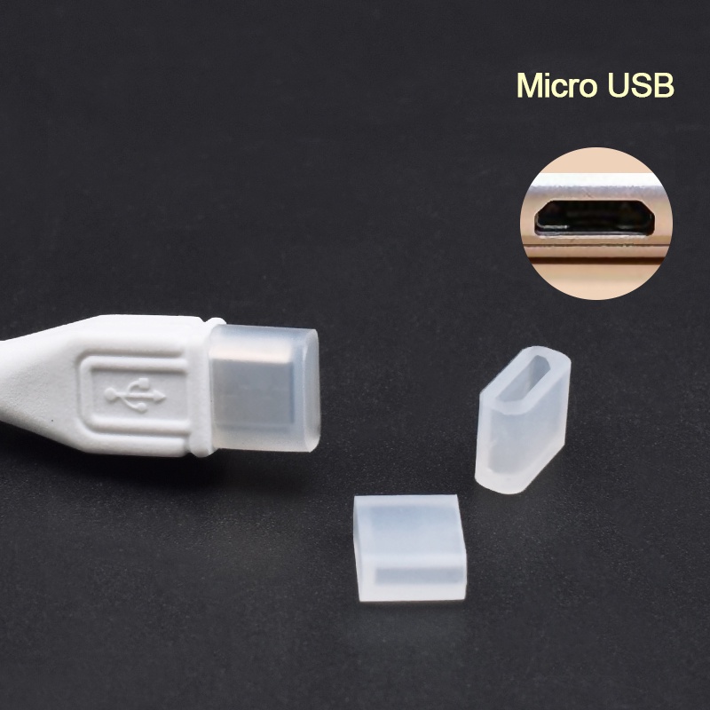 3 Pcs Cover Pelindung Kabel Data Micro USB / IOS / Tipe C / USB Bahan Silikon Tahan Debu