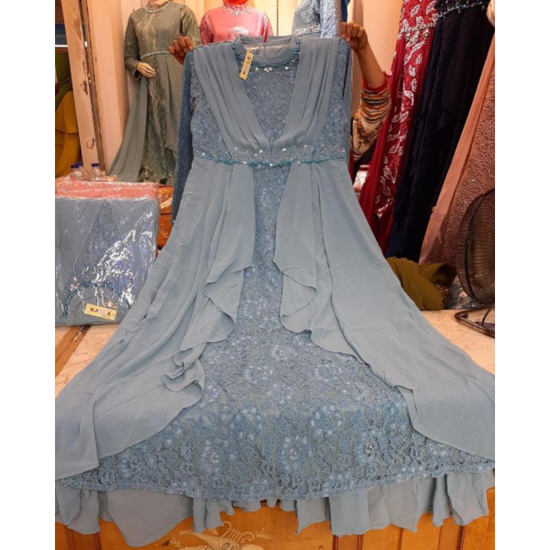 gamis pesta kayla premium  / gamis mewah / gamis brokat mewah / gamis terbaru / gamis cantik