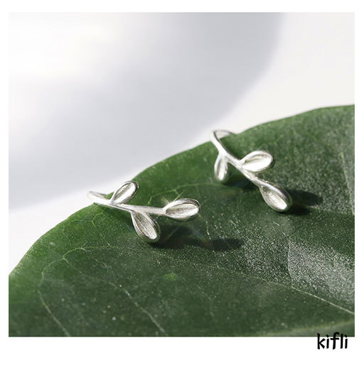 Anting Tusuk,Silver 952 Wanita,Desain Daun Kecil Simple,Untuk Hadiah