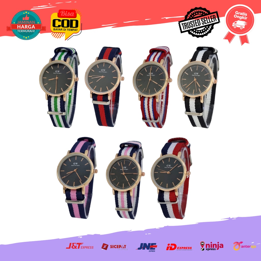 [COD] Jam Tangan Fashion DW WD Analog Remaja Wanita Strap Bahan Kanvas