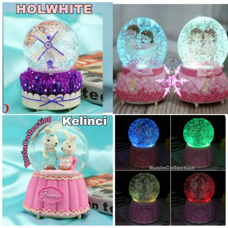 Snowball music lampu JUMBO banyak musiknya salju terbang otomatis  musicbox waterball globe