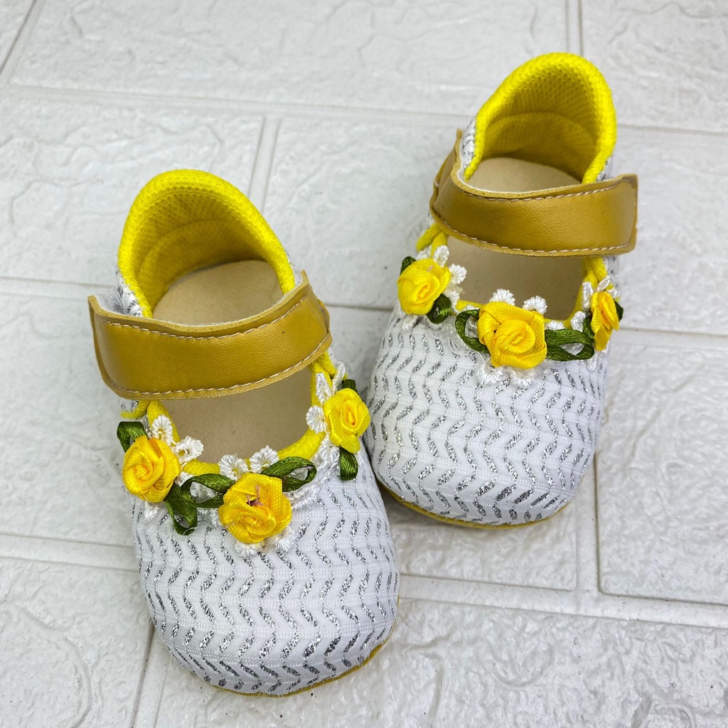 [TAMAN SEPATUKU] SEPATU TRENDY MURAH PREWALKER BABY BAYI ANAK PEREMPUAN PAYET BUNGA 0-12 BULAN XPX01