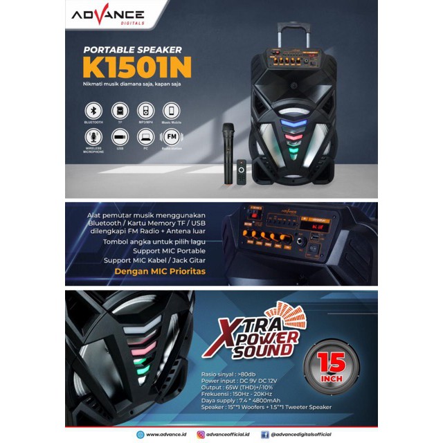 terlaris  produk Speaker Meeting Advance K 1501N Bluetooth 15 Inch Suara Mantap dan empuk