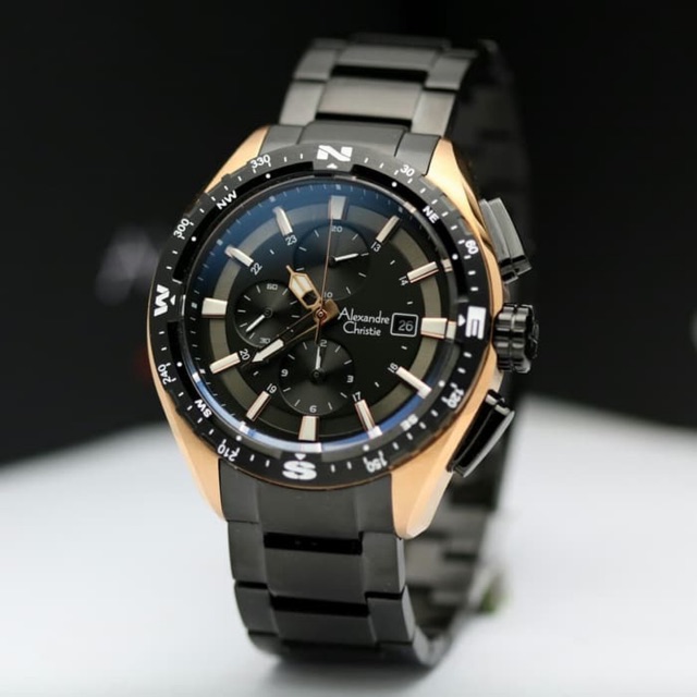Jam Tangan Pria Alexandre Christie AC 6436 Rosegold Black Original Garansi Resmi 1 Tahun