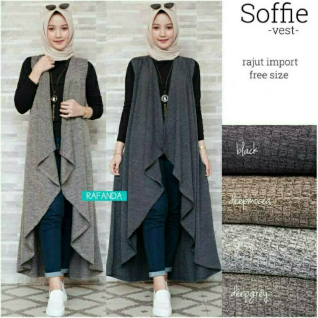 Soffie Vest, VEST RAJUT WANITA JUMBO FIT XXL Ld 100-120 BAHAN RAJUT IMPORT TERMURAH KEKINIAN OOTD SUPER CANTIK TERLARIS