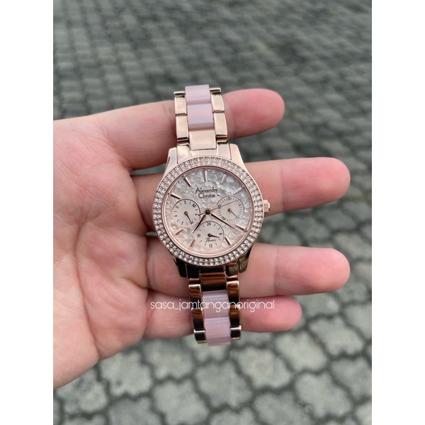 Jam Tangan Alexandre Christie Ac 2932 Original Rosegold Pink Wanita