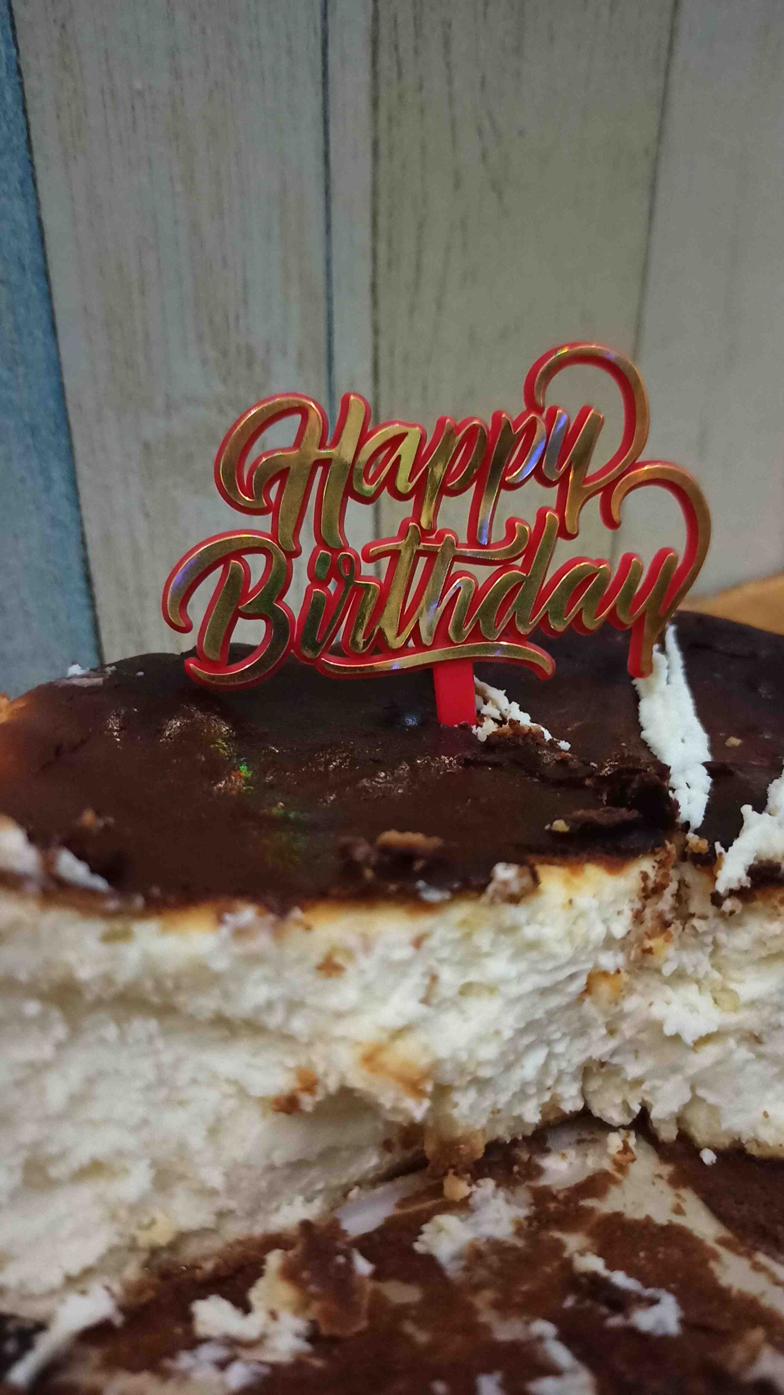 Ti-0064-f Cake Topper Tulisan Happy Birthday Tempel Emas