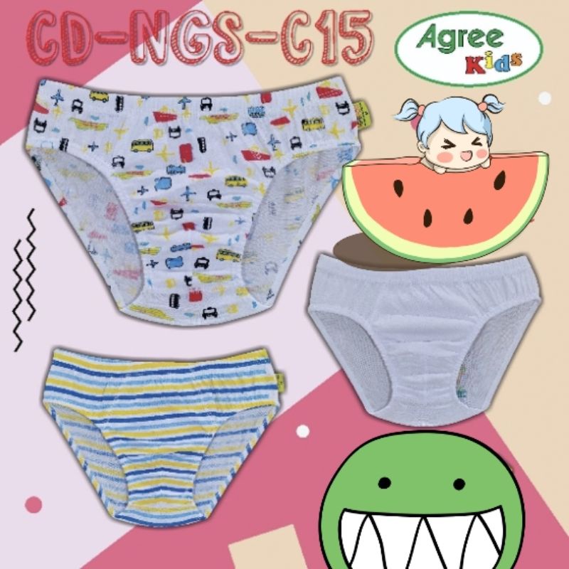 (jepit isi 3) CD AGREE ANAK COWOK / Sempak Anak Agree