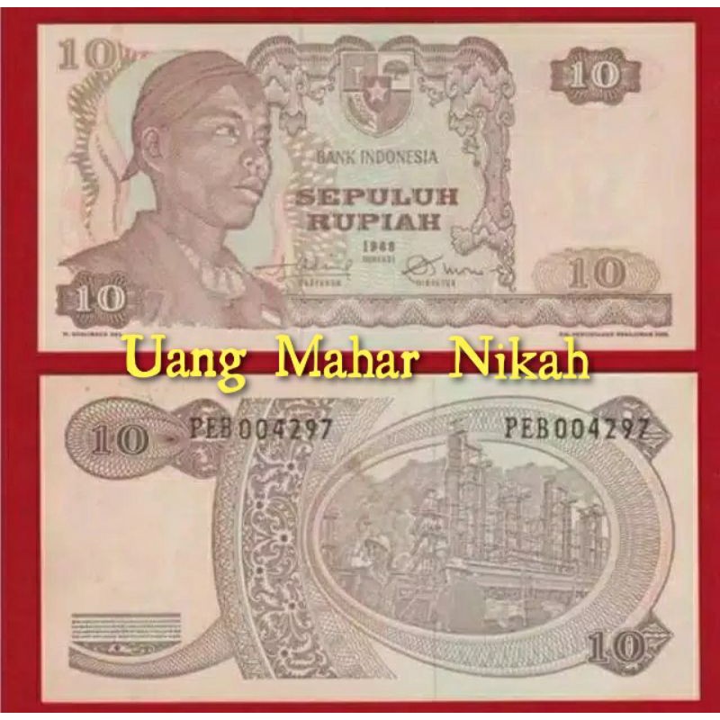 1 Lembar 10 Rupiah Seri Sudirman Tahun 1968 / Uang Kuno Indonesia