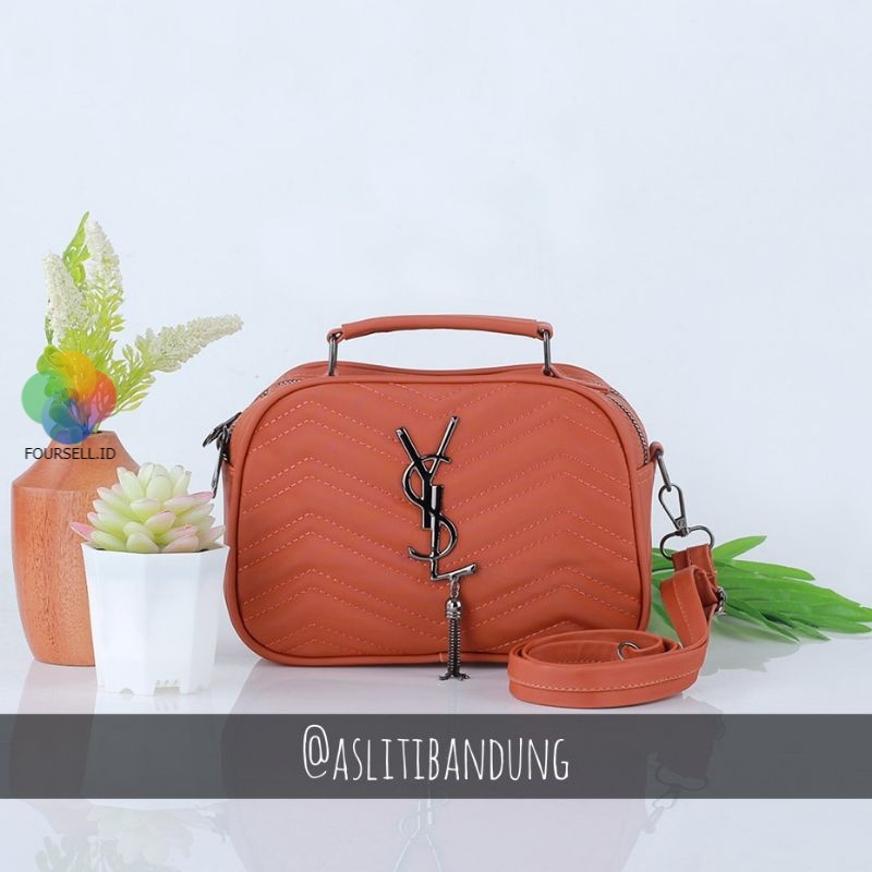 Aslitibandung - Tas Sling Bag Wanita Warna Coklat Logo YSL - Tas Selempang Tas Wanita by CallaBag As
