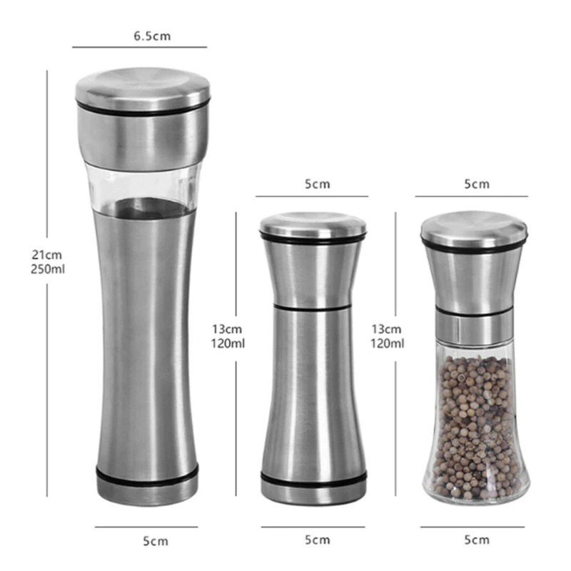 Penggiling Biji Lada Manual Spice Pepper Mill Grinder 120ML C120 Silver