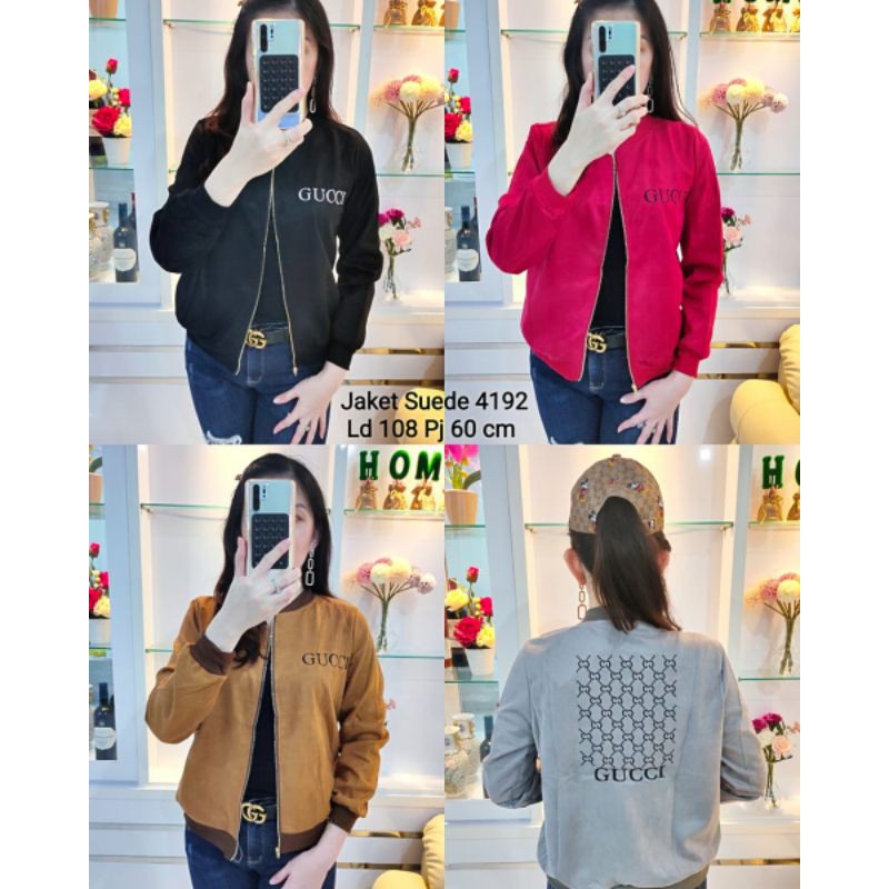 Jaket Red Gucci Suede Import